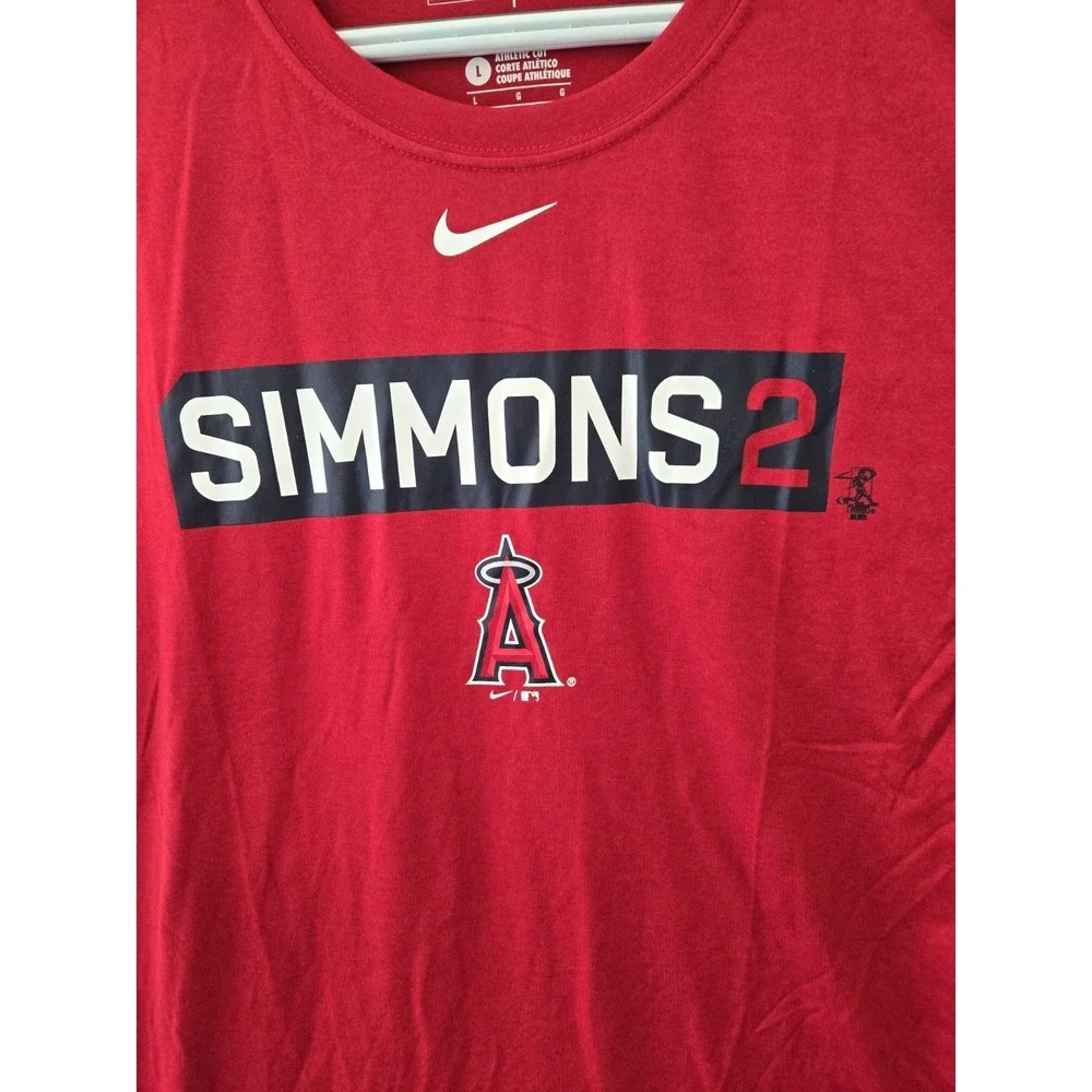 Nike Dri-Fit T-Shirt Los Angeles Angels MLB‎ Men's Red Size Large Simmons #2 NWT